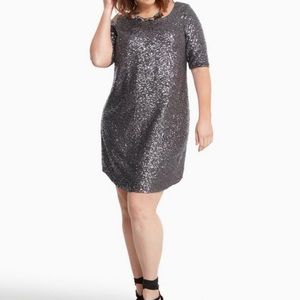 Torrid Grey Silver Sequin Shift Dress